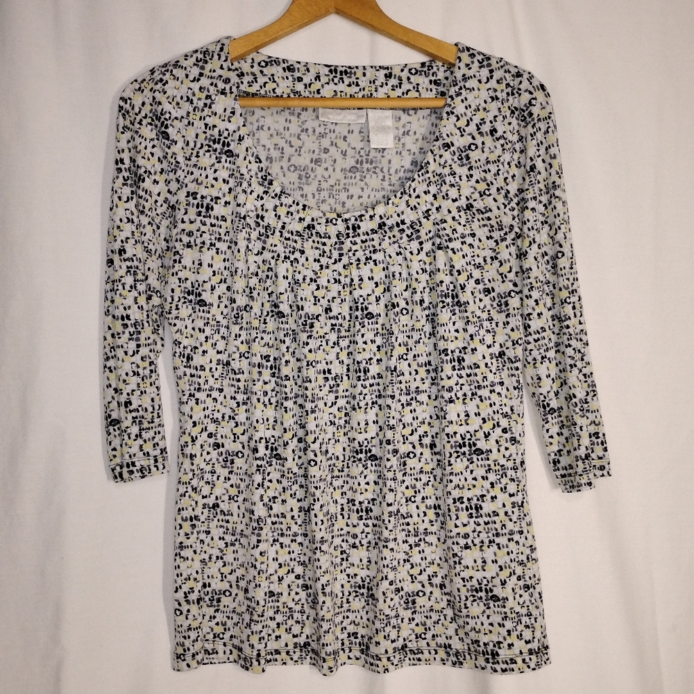 Worthington Black and White and Yellow Blouse